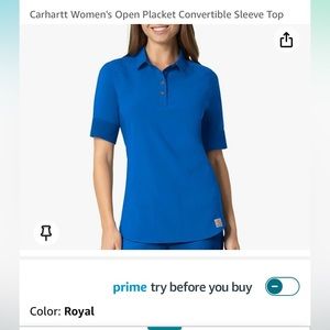 Carharrt scrub polo top royal blue